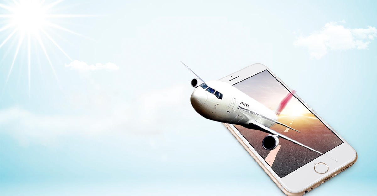 手机创意合成飞机海报图片