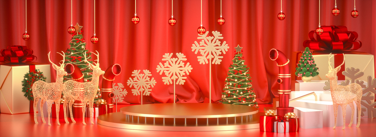 金红色圣诞节日促销活动电商背景平安夜狂欢图片
