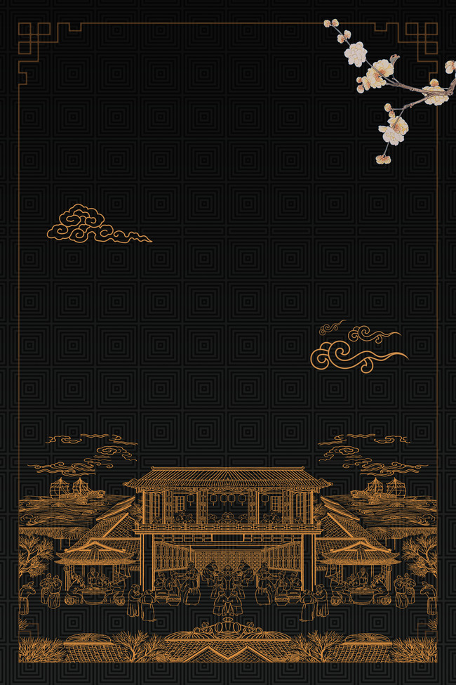 中国风复古建筑海报背景图片