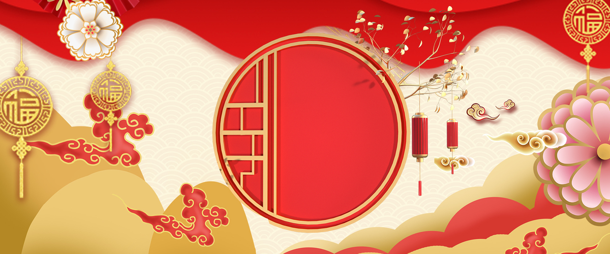 新年喜庆剪纸风猪年春节中国风促销背景图片