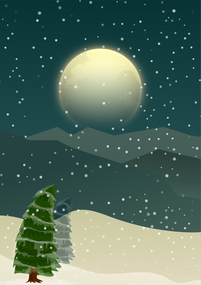 创意小清新冬天雪景平面素材图片