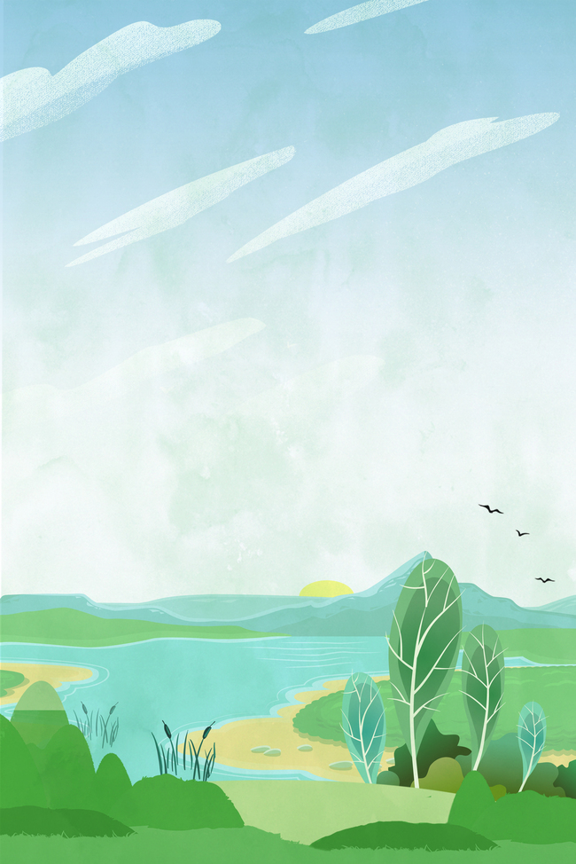 卡通绿色湿地公园背景海报图片