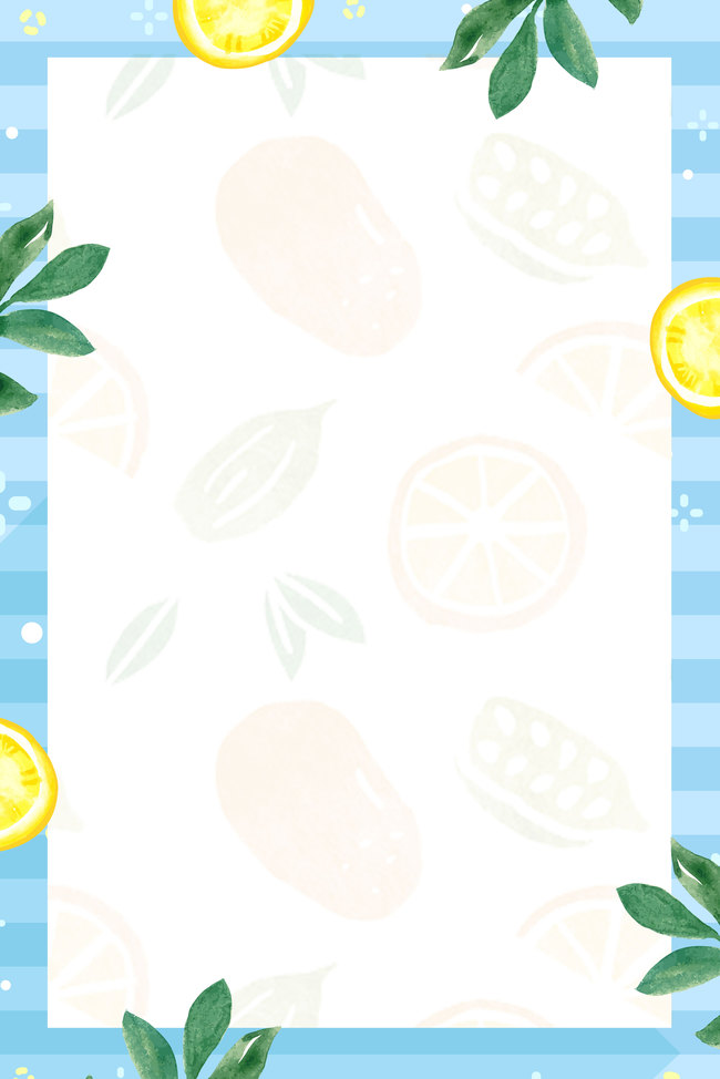 小清新柠檬水果边框纹理海报图片