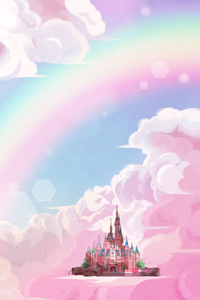梦幻 仙境 城堡 自由 彩红  唯美海报图片