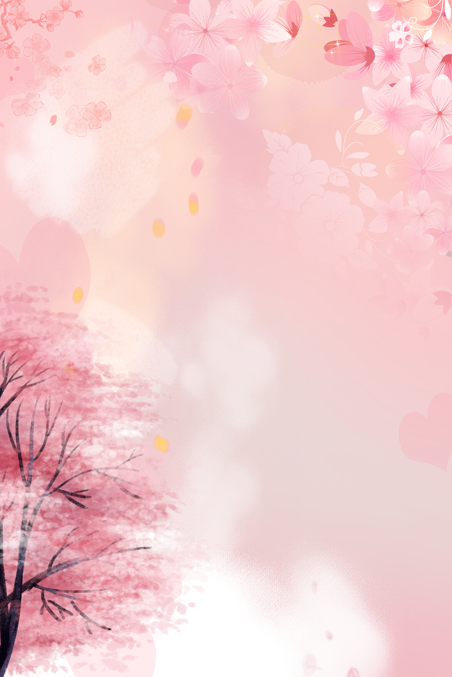 樱花节粉色手绘背景图片