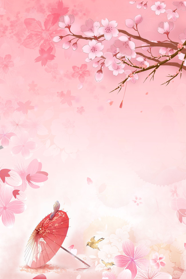 粉色浪漫樱花季合成背景图片