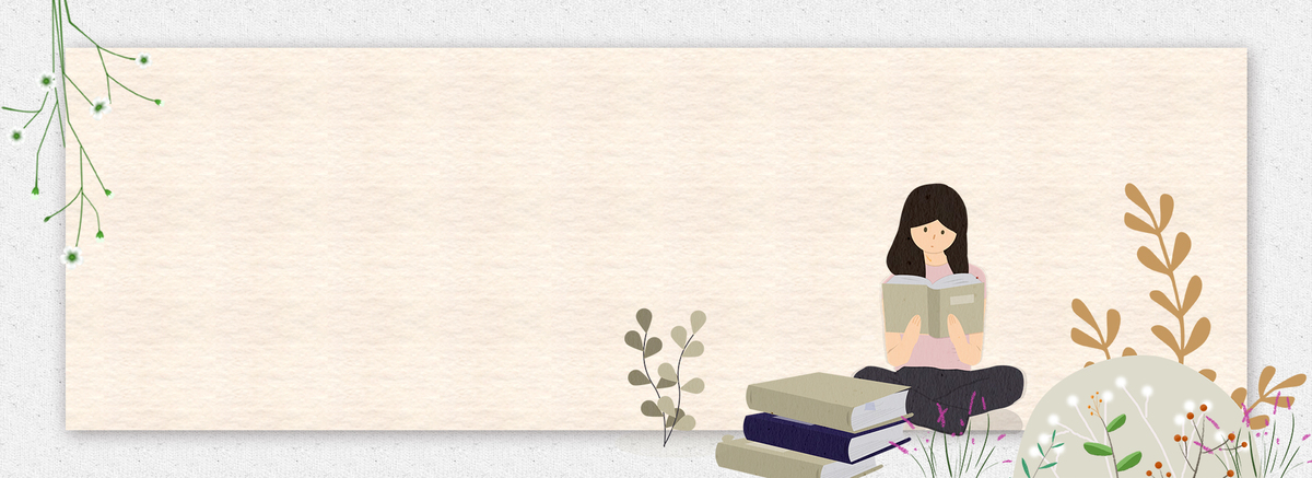 素雅读书的小女孩插画背景图片