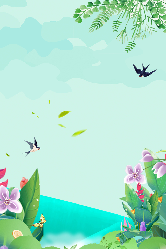 惊蛰二十四节气春季植物燕子海报图片