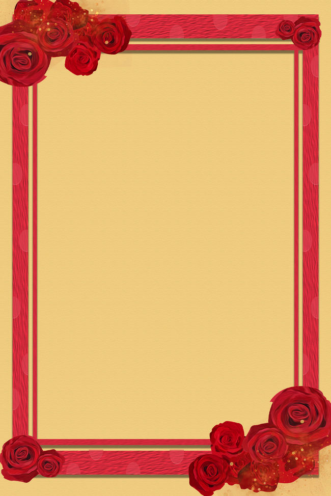 大红喜庆玫瑰花装饰边框背景图片