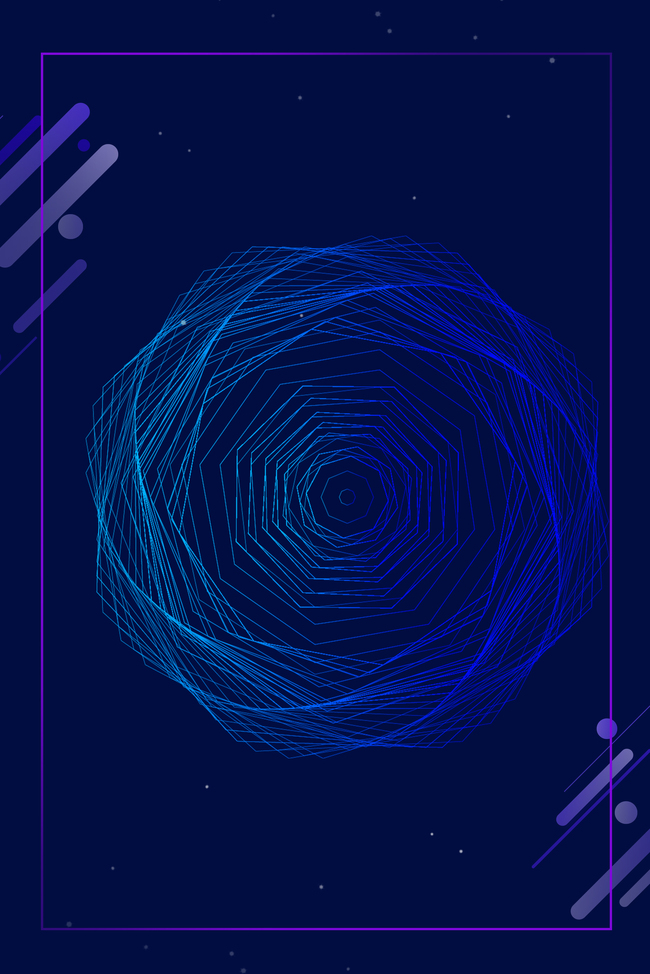 蓝色几何线条边框大气商务背景图片