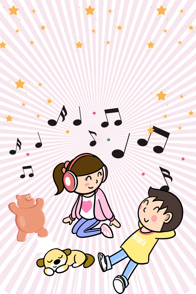 卡通儿童儿歌日音乐海报背景图片