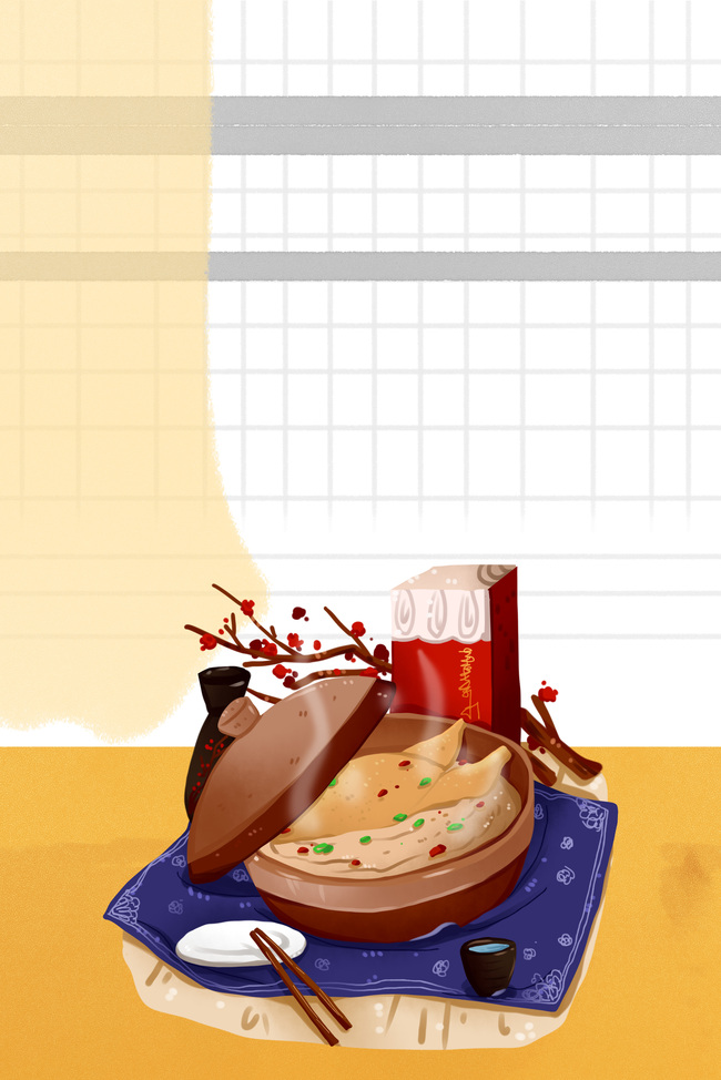 美食中国之特色煲汤插画图片