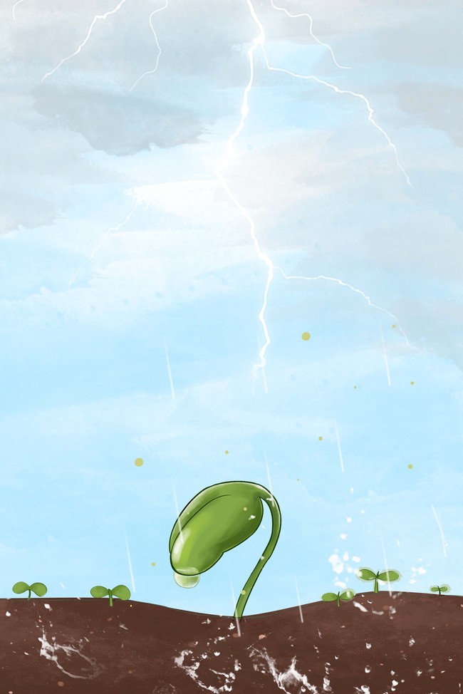 惊蛰节气绿色春天卡通昆虫海报背景图片