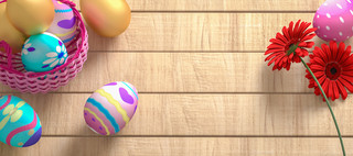 金蛋海报模板_C4D立体欢乐复活节彩蛋金蛋促销海报背景