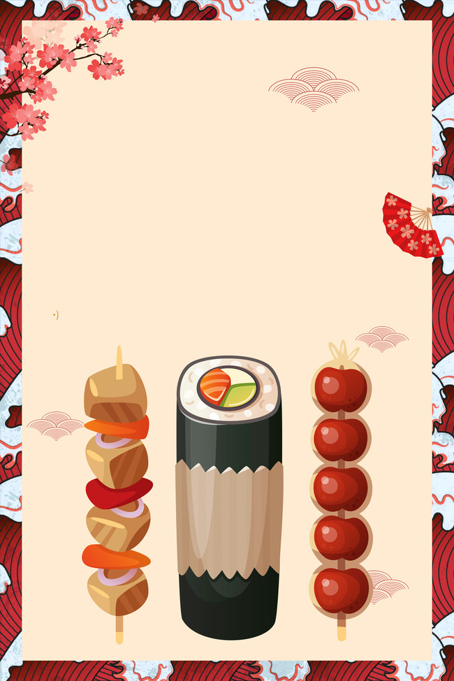 简约日本美食寿司海报背景图片