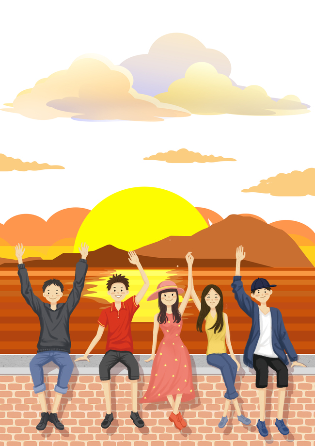五四青年节插画海报背景图片