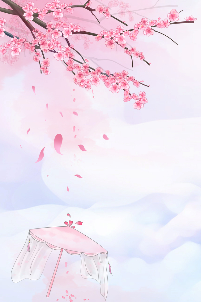 唯美粉色桃花节中式背景图片