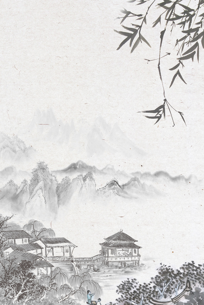 中国风江南山水竹子背景图片