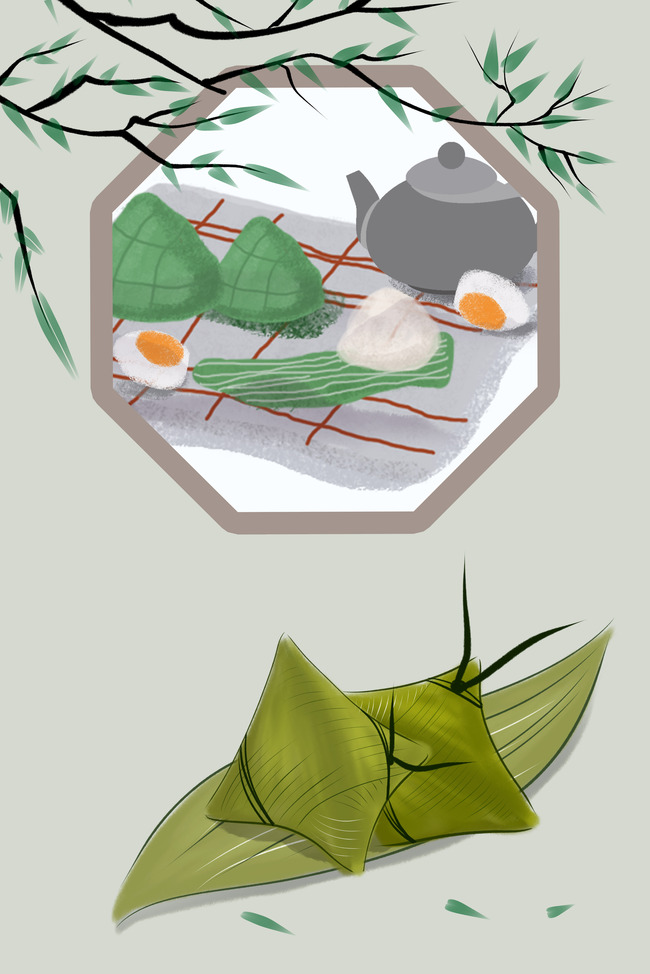 简单美味粽子主题背景图片