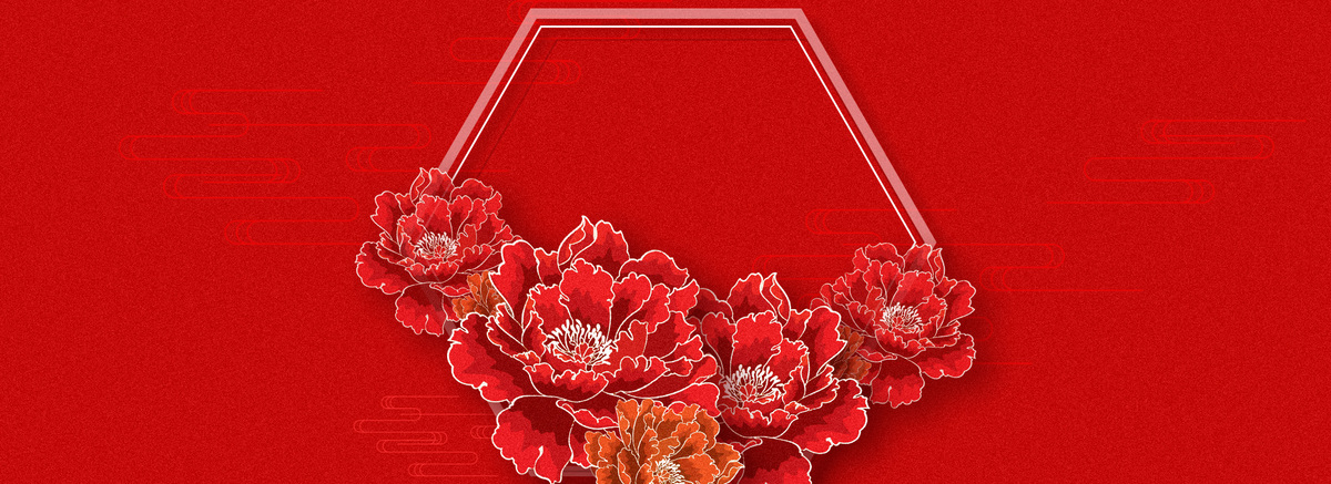 五月红色牡丹中国风背景图片