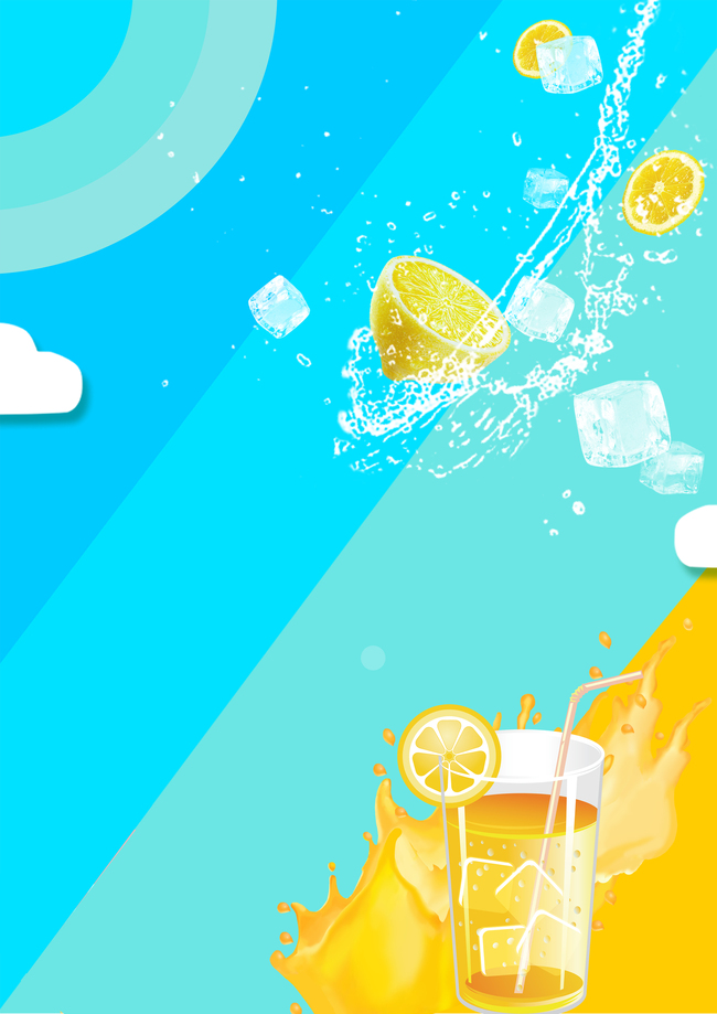 夏季饮品水果汁插画海报背景图片