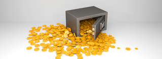 容器装满海报模板_金融行业配图装满金币的保险箱