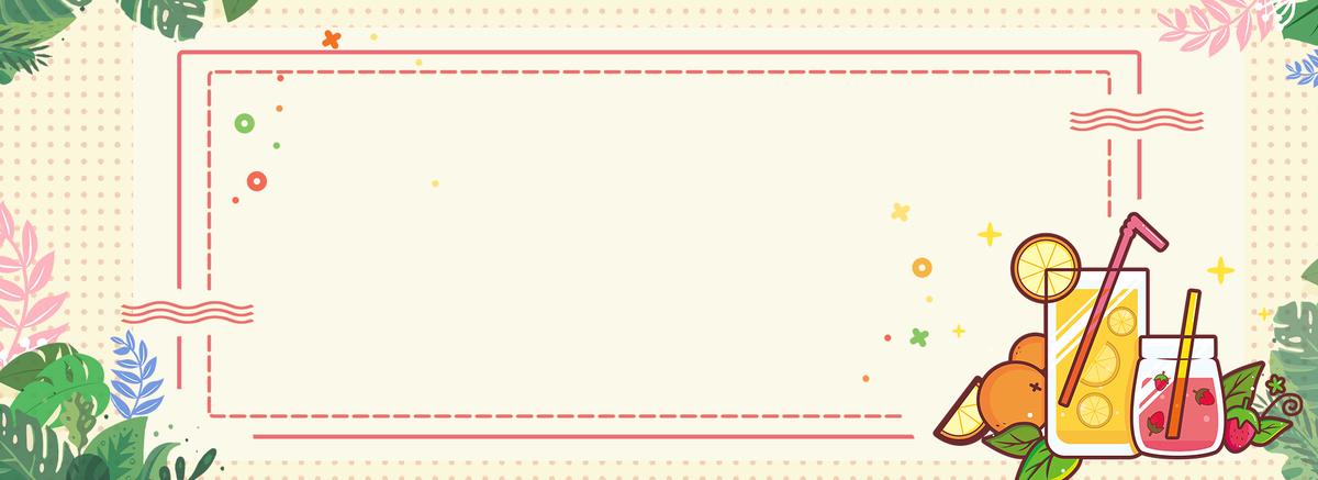 夏日饮品方框黄色背景素材图片