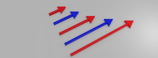 指标上升海报模板_蓝色红色指标箭头商务背景