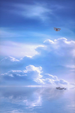 自然电商背景海报模板_C4D蓝色天空之境电商广告通用背景
