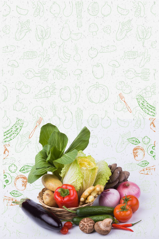 创意绿色有机蔬菜背景模板图片