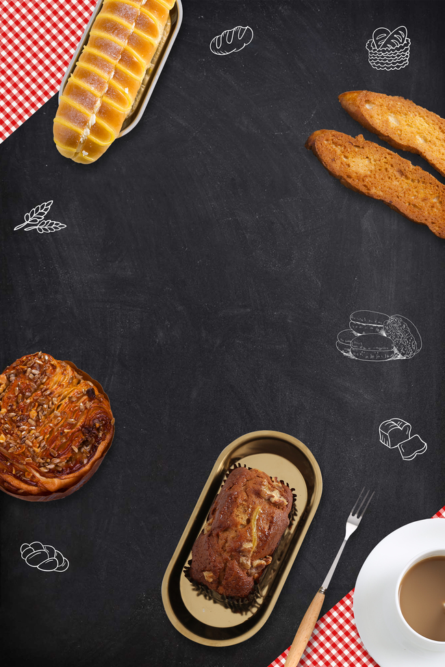 黑板风格烘焙面包蛋糕糕点美食海报图片