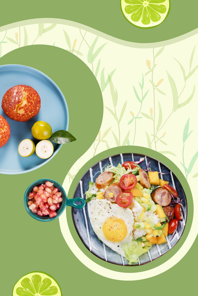 小清新早餐果蔬沙拉美食海报图片