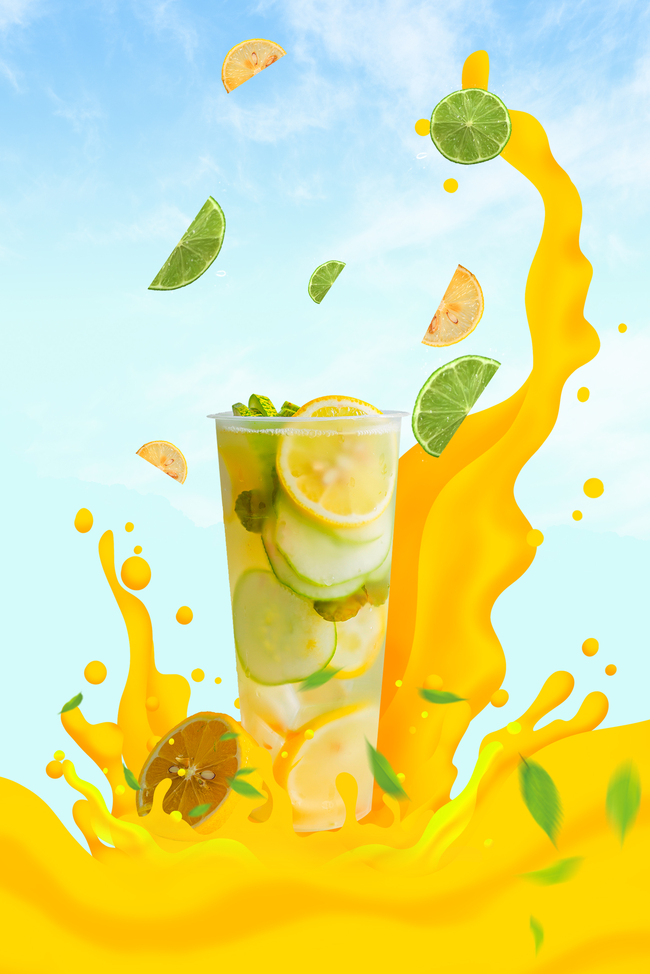 夏日酷饮饮料背景图片