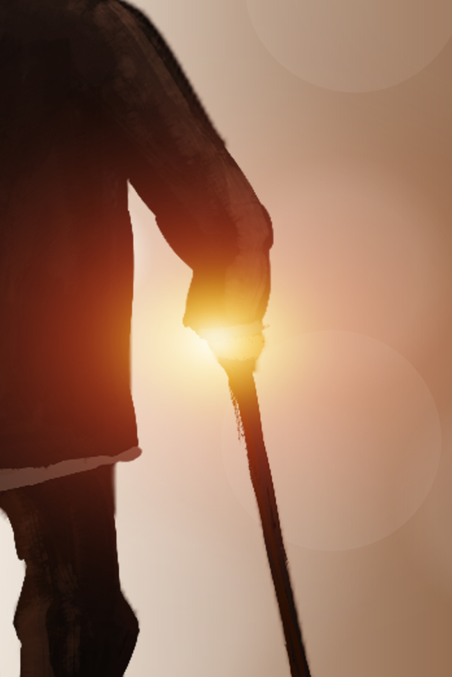 简约大气拄着拐杖的老人重阳节背景图片