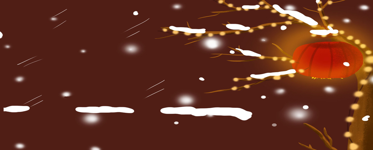 鞭炮灯笼下雪团圆新年喜庆背景图片