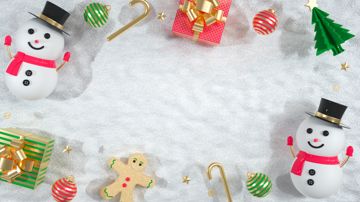 C4D圣诞节12.25平雪夜盒狂欢背景图片