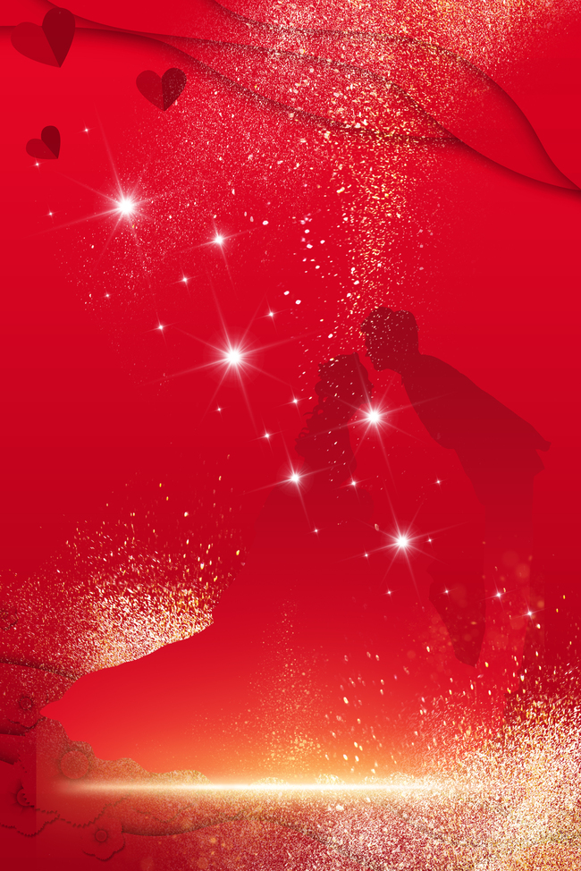 简约女生节浪漫红色金粉背景图片