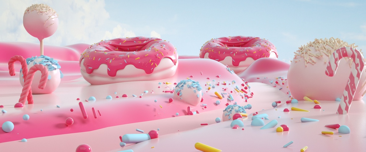 C4D创意儿童节甜点背景图片