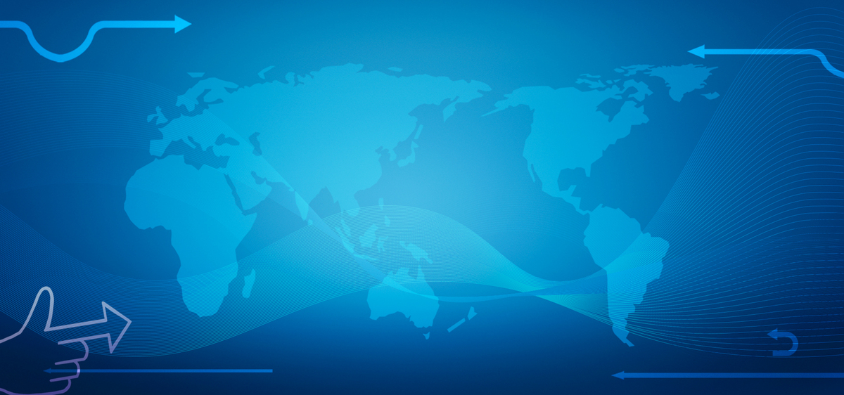 科技商务背景蓝色手指箭头世界地图图片