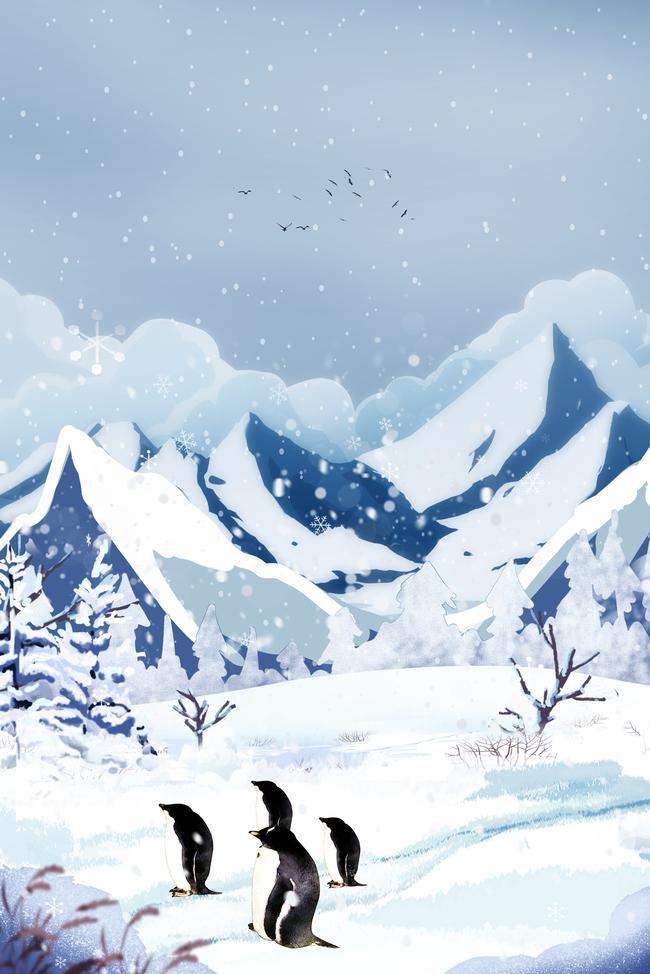 创意冬季景色小雪节气背景图片