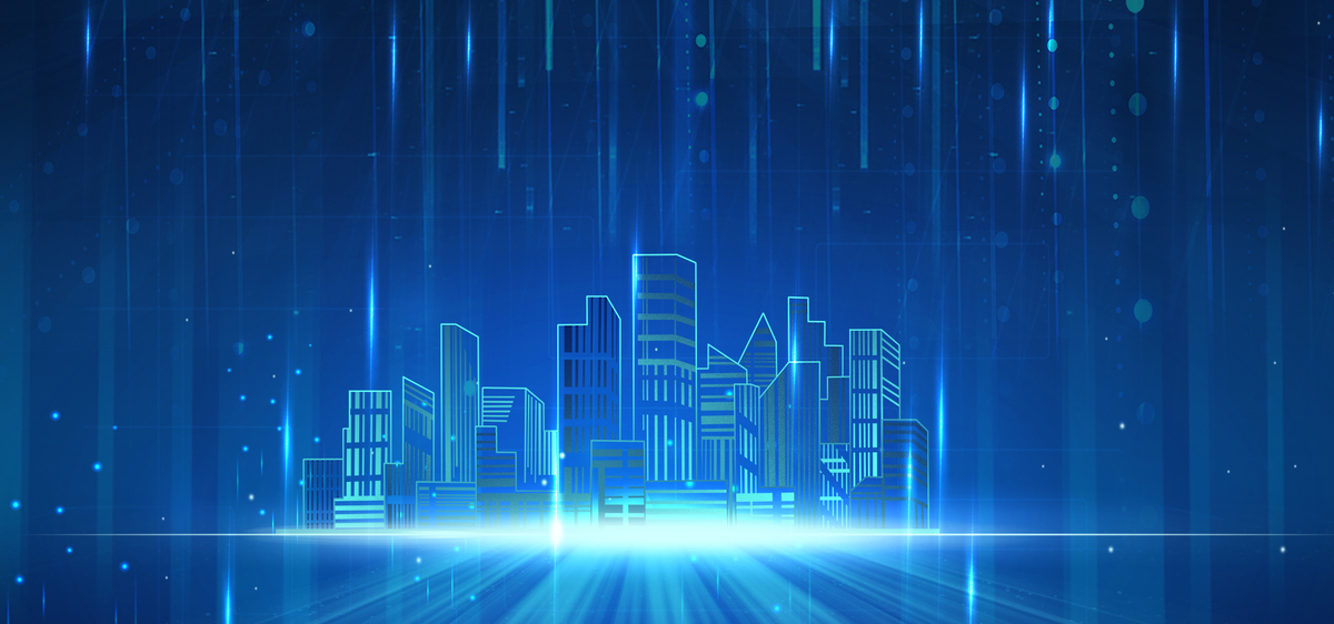 蓝色科技创意合成城市点状线条图片