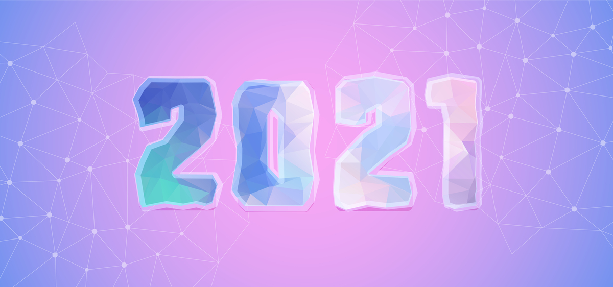 蓝粉色几何多边形渐变2021新年背景图图片