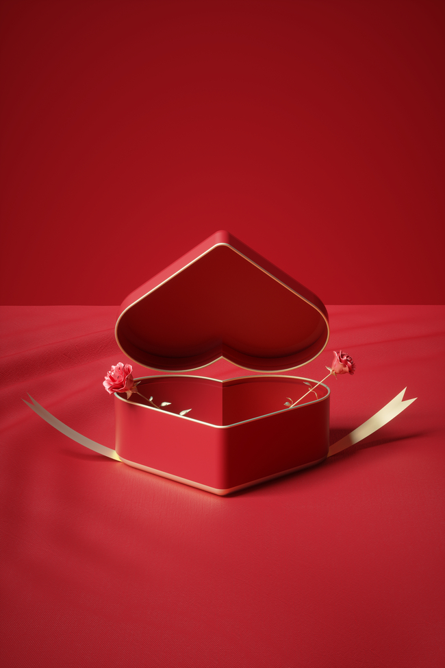 情人节礼盒红写实背景图片