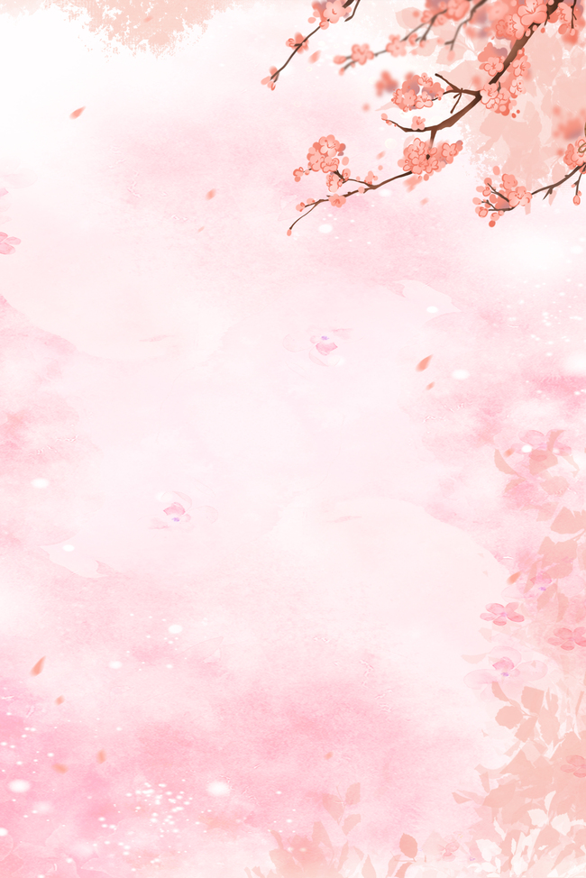 春天桃花粉色唯美海报背景图片