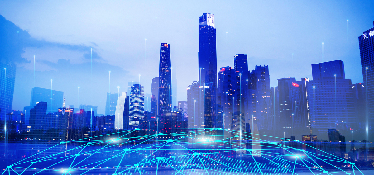 城市科技城市建筑蓝色商务光效图片