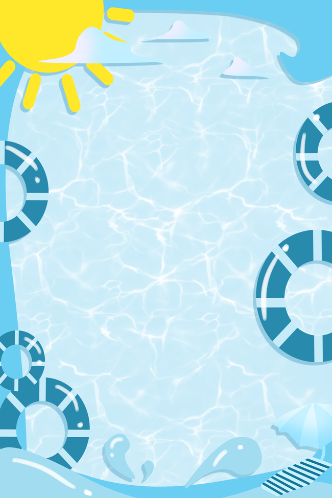 夏天游泳圈蓝色小清新海报图片