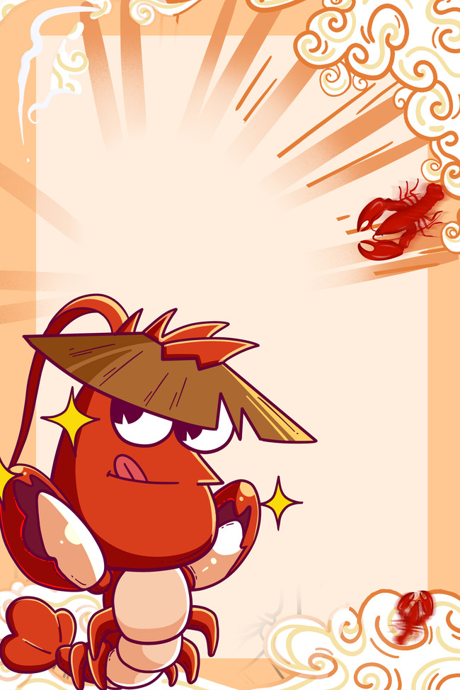 卡通小龙虾美食背景图片