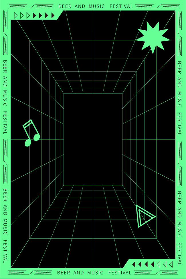 字体边框啤酒音乐节绿色潮流背景图片