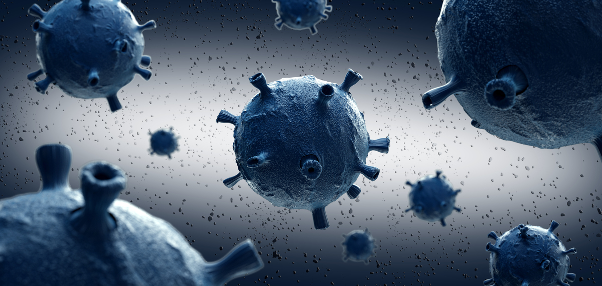 抗击疫情病毒生物冷色3D写实C4D背景图片