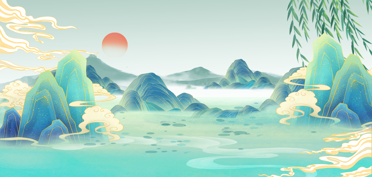 山水中国风绿色山峰背景图片